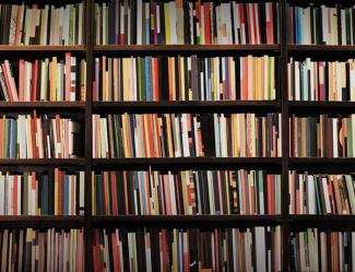a shelf with books